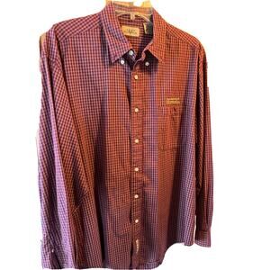 vesi sportswear men’s L burgundy check U of Montana LS button down cotton shirt